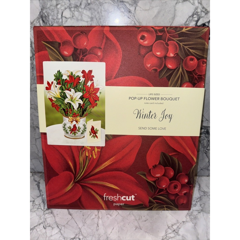 Freshcut Paper Winter Joy Wreath 15" Life Sized Lily Note Card NEW